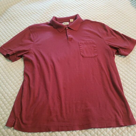 Haggar Mens Polo Shirt Front Pocket Short Sleeve Collared Golf Textured Size XL - Picture 13 of 16